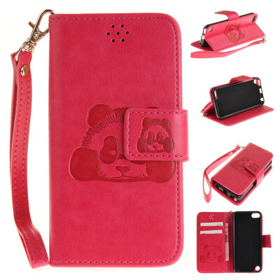 

Rose Panda Style Embossing Classic Flip Cover with Stand Function and Credit Card Slot for iPod Touch 5/6