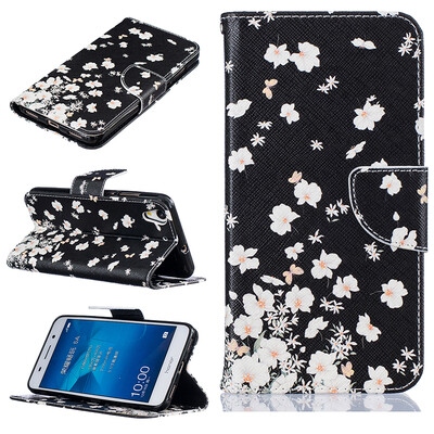 

Small white flowers Design PU Leather Flip Cover Wallet Card Holder Case for HUAWEI Y6 II/Honor 5A
