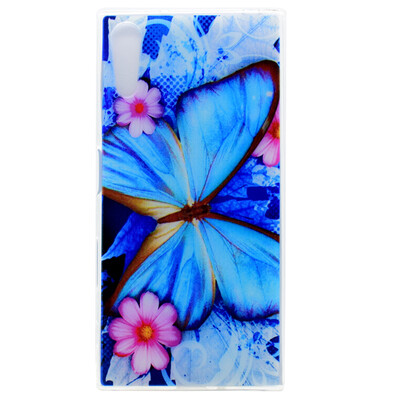 

Blue butterfly Pattern Soft Thin TPU Rubber Silicone Gel Case Cover for Sony Xperia XZ