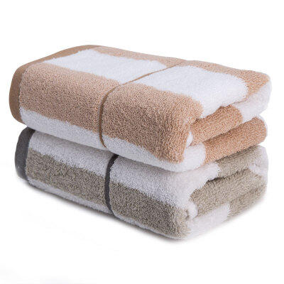 

Matt towel home textiles cotton yarn-dyed soft wipes free dimensional dimension towel 2 pieces of gray brown 32 72cm 90g