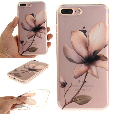 

Magnolia flower Pattern Soft Thin TPU Rubber Silicone Gel Case Cover for IPHONE 7 Plus