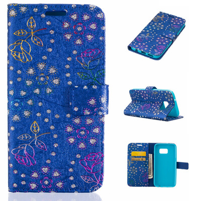 

Синий узор Павлин выбитый PU кожаный бумажник чехол Классический откидная крышка с подставкой Функция и слот кредитной карты для SAMSUNG GALAXY S7