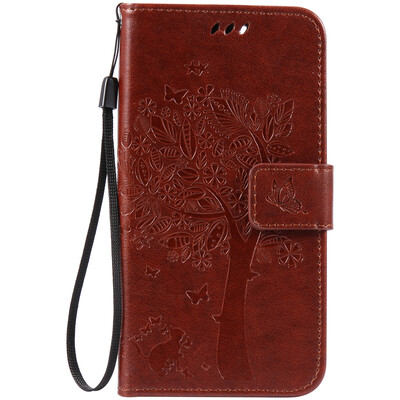 

Brown Tree Design PU Leather Flip Cover Wallet Card Holder Case for LENOVO Lemon 3