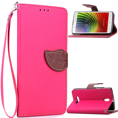 

Pink Design PU Leather Flip Cover Wallet Card Holder Case for Lenovo A2010