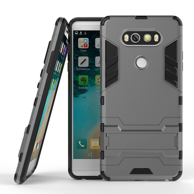 

Gray Slim Robot Armor Kickstand Shockproof Hard Rugged Rubber Back Case For LG V20