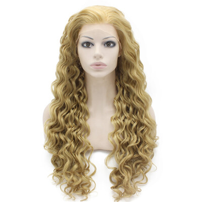 

Long Curly Ash Blond Heat Safe Fiber Hair Lace Front Wig