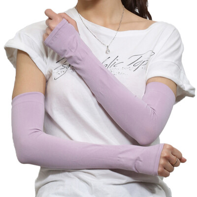 

Antarctic sunscreen sleeves gloves summer thin section breathable outdoor ride driving men&women long section of ice cuff purple with finger version