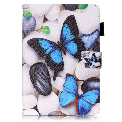 

Blue Butterfly Design PU Leather Flip Cover Wallet Card Holder Case for SAMSUNG T230