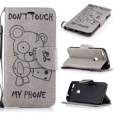 

Gray Bear Style Embossing Classic Flip Cover with Stand Function and Credit Card Slot for Google Pixel