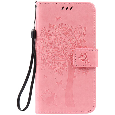 

Pink Tree Design PU Leather Flip Cover Wallet Card Holder Case for HUAWEI Enjoy 5s