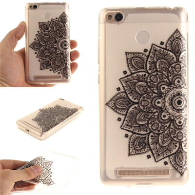 

Black half flower Pattern Soft Thin TPU Rubber Silicone Gel Case Cover for XiaoMi Red mi 3