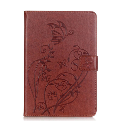 

Brown Flower Design PU Leather Flip Cover Wallet Card Holder Case for IPAD 6