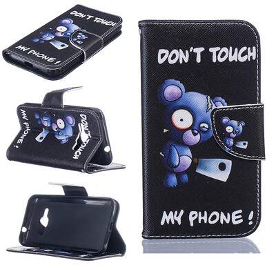 

Blue bear Design PU Leather Flip Cover Wallet Card Holder Case for SAMSUNG Galaxy J1 2016/J120F