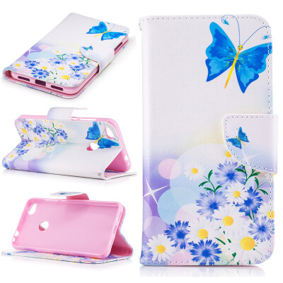 

Butterfly and flower Design PU Leather Flip Cover Wallet Card Holder Case for HUAWEI P8 Lite 2017