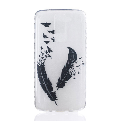 

Two feathers Pattern Soft Thin TPU Rubber Silicone Gel Case Cover for LG K7K8