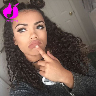 

Amethyst Kinky Curly Lace Front Wig Grade 8A Peruvian Unprocesed Human Hair Lace Front Wigs With Baby Hair