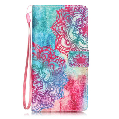 

Colorful Flowers Design PU Leather Flip Cover Wallet Card Holder Case for HUAWEI P9LITE