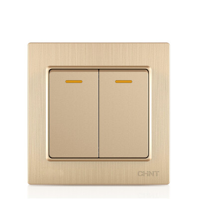 

Zhengtai (CHNT) socket panel two open multi-control switch panel brushed gold 7L series NEW7-L07202A