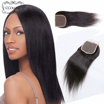 

4*4 Brazilian Straight Closure 8A Brazilian Lace Closure Human Hair 3 Part Human Hair Closure CCollege Hair Products Free Shipping