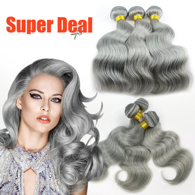 

Hot Sale Beautiful GrayGrey Weave Bundles 3pcs Body Wave Brazilian Human Virgin Hair Remy Hair Weft Extension 7A Grade 300g