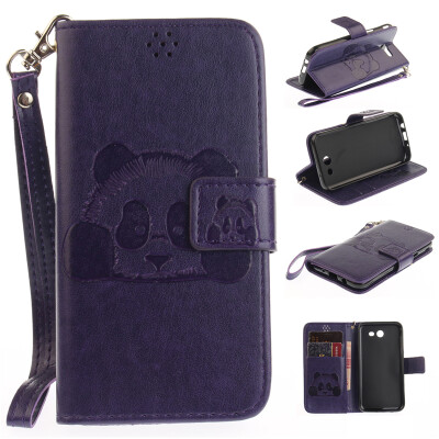

Purple Panda Style Embossing Classic Flip Cover with Stand Function and Credit Card Slot for SAMSUNG GALAXY J3 2017/J327P/J3 Prime