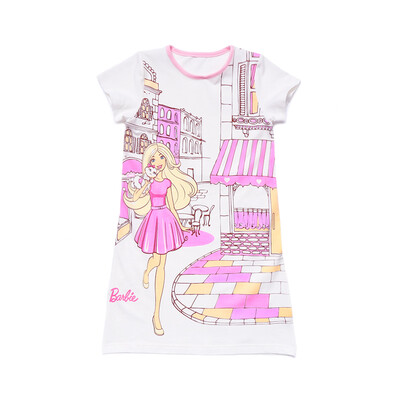 

Barbie (BARBIE) children's short-sleeved skirt girls pajamas BB5006 white 110cm