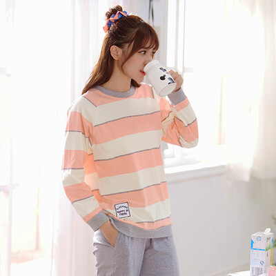 

Antarctic Ladies Pajamas Pajamas Pajamas Home suits can be worn outside the long sleeves sets of cotton leisure home service suit female models large bar M