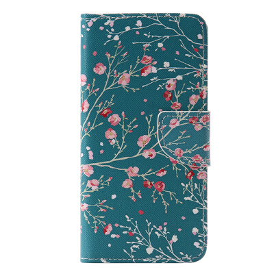 

Blue Apricot Tree Design PU Leather Flip Cover Wallet Card Holder Case for SAMSUNG A72016