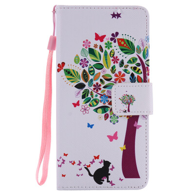 

Tree&Cat Design PU Leather Flip Cover Wallet Card Holder Case for SONY XA