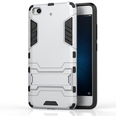 

Silver Slim Robot Armor Kickstand Shockproof Hard Rugged Rubber Back Case For XIAOMI 5S