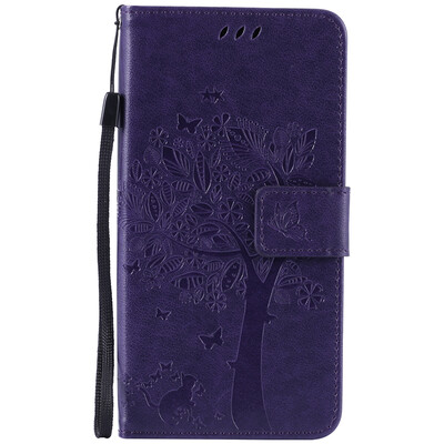 

Purple Tree Design PU Leather Flip Cover Wallet Card Holder Case for SONY M4