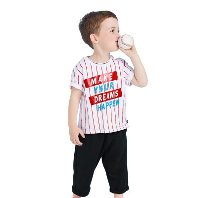 

Balabala BALABALA male boy set male boy baby short sleeve child two piece set 28192171112 red and white tone 140