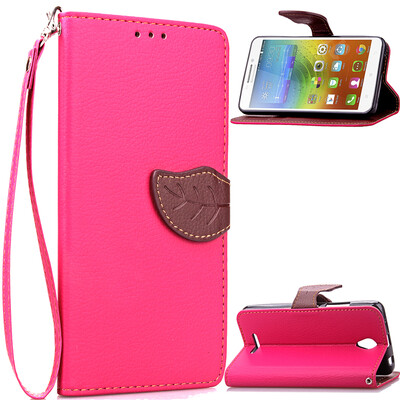 

Pink Design PU Leather Flip Cover Wallet Card Holder Case for Lenovo A5000