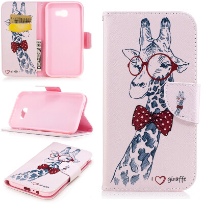 

Giraffe Design PU Leather Flip Cover Wallet Card Holder Case for SAMSUNG Galaxy A7 2017