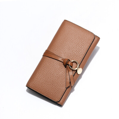 

LANVERA lady folding wallet women long section of Europe and the United States first layer of leather wallet female handbag L6601 bare powder