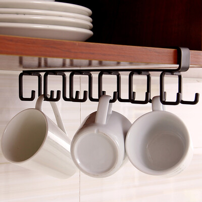 

Ou Runzhe under the hook 6 hooks kitchen-free nail racks soup spoon pot racks cup storage rack cabinets hanging debris storage rack