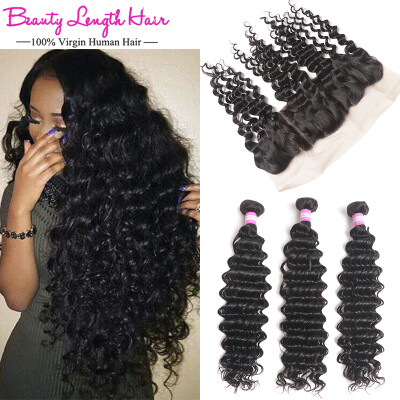 

Brazilian Deep Wave With Frontal Closure 3 Bundles 13x4 Deep Wave Frontal With Bundles Ear To Ear Lace Frontal Closure With Bundle