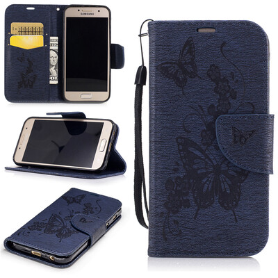 

Deep Blue Butterfly Style Чеканка Классическая флип-обложка с функцией подставки и слотом для кредитных карт для SAMSUNG Galaxy A3 2017/A320