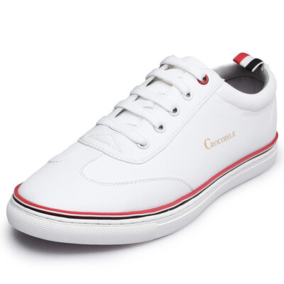

Crocodile CROCODILE men's fashion casual shoes with the trend of canvas shoes breathable low help plate shoes feet flat shoes 7G100 white 41