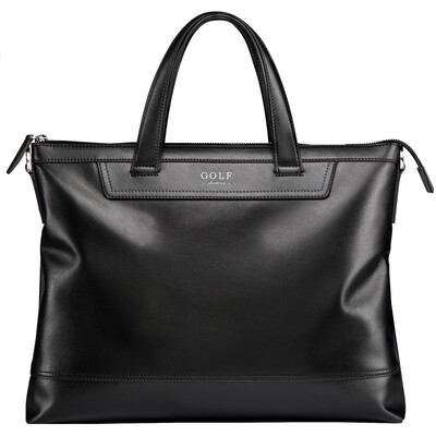 

Golf GOLF first layer of cowhide business briefcase large capacity handbag fashion male bag shoulder diagonal package D6BV87813J black