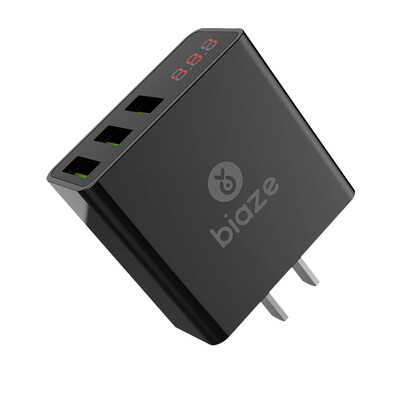 

BIAZE 3C сертификация 3 USB многофункциональный зарядный телефон плоский зарядный разъем с цифровым дисплеем M11 черный поддержка Apple / Samsung / просо / Huawei / oppo / vivo