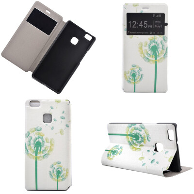 

Green Dandelion Design PU Leather Flip Cover Wallet Card Holder Case for Huawei P9 Lite