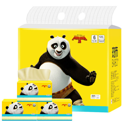 

Blanket (BABO) color pumping paper without bleach bamboo pulp Kung Fu Panda series 3 layer 120 pumping towel * 6 package (small size