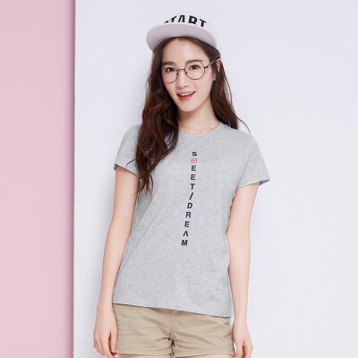 

Semir T-shirt short-sleeved T-shirt female summer simple round neck letters printed comfortable straight 12216000352 bleached L