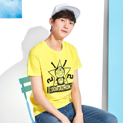 

Семировая футболка Мужская подростковая студия Doraemon Cat Print T-Shirt 12216001063 Лимонный желтый S