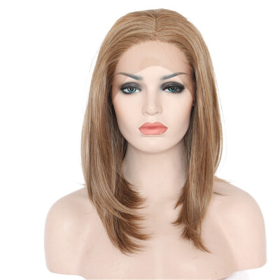 

Anogol Short Straight Bob Lace Front Wig Peruca Laco Sintetico Blonde Glueless Heat Resistant Synthetic Hair Wigs