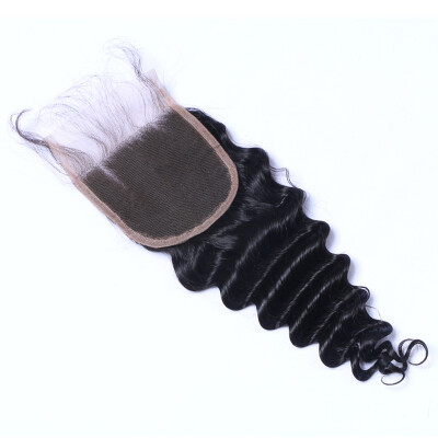 

4x4 Hot Sale Favor Deep Wave Lace Closures with Baby Hair Brazilian Natural Color Human Hair Closures