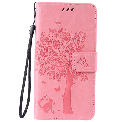 

Pink Tree Design PU Leather Flip Cover Wallet Card Holder Case for LG K8