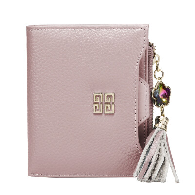 

Nabe, such as cool NB ladies wallet short section first layer of leather large capacity zipper purse female tassel small wallet women's wallet N1006 pink