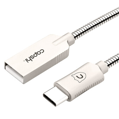 

Capshi Type-C кабель для передачи данных Эндрюс мобильный телефон зарядное устройство Q1 металлическая пружина 1-метровая серебристая поддержка Huawei P9 / Mang 5 / слава V8 музыка как 1S2 просо 4C / 56
